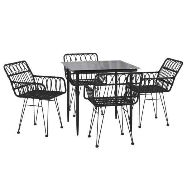 5-tlg. Garten-Essgruppe Schwarz Poly Rattan