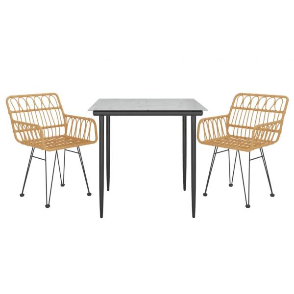 3-tlg. Garten-Essgruppe Poly Rattan