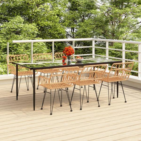 ARDEBO.de - 7-tlg. Garten-Essgruppe Poly Rattan