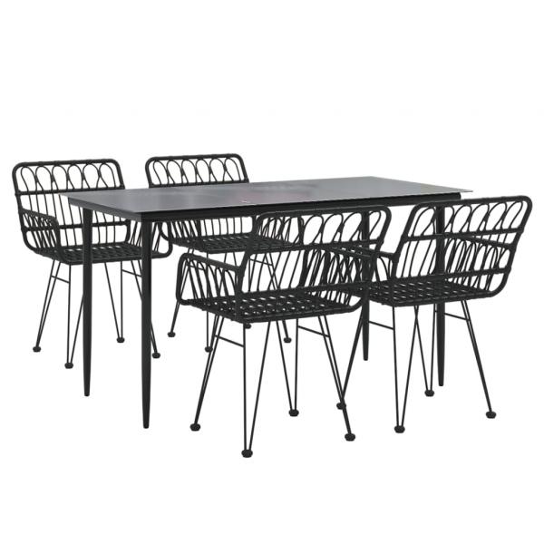 5-tlg. Garten-Essgruppe Schwarz Poly Rattan