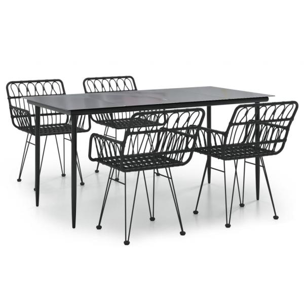 5-tlg. Garten-Essgruppe Schwarz Poly Rattan