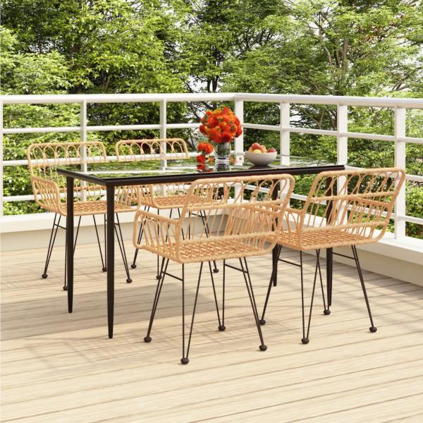 ARDEBO.de - 5-tlg. Garten-Essgruppe Poly Rattan