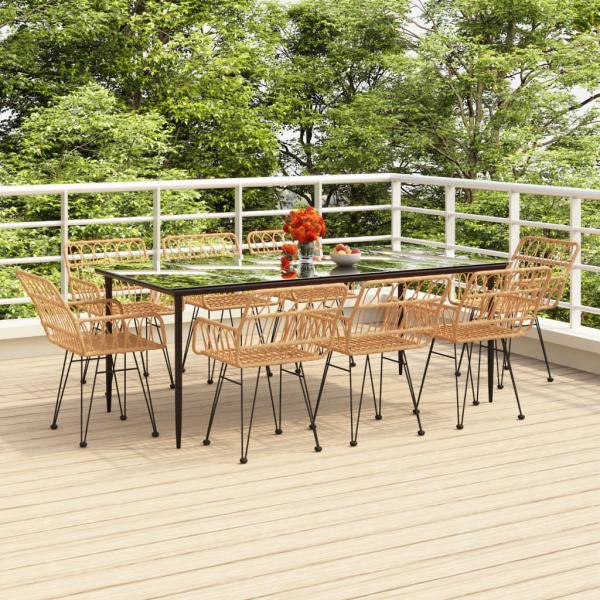 ARDEBO.de - 9-tlg. Garten-Essgruppe Poly Rattan