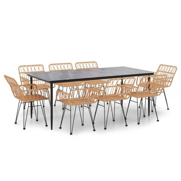 9-tlg. Garten-Essgruppe Poly Rattan