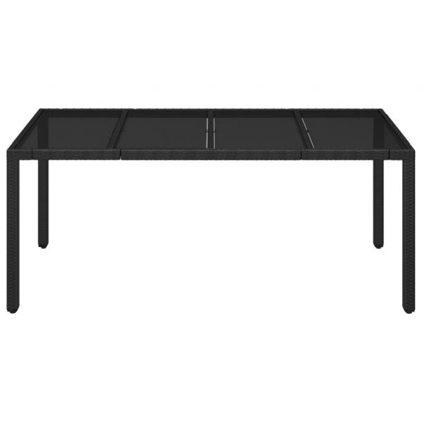 Gartentisch mit Glasplatte Schwarz 190x90x75 cm Poly Rattan