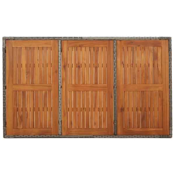 Gartentisch mit Holzplatte Grau 150x90x75 cm Poly Rattan