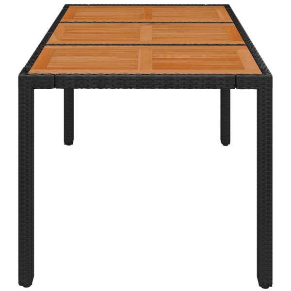 Gartentisch mit Holzplatte Schwarz 150x90x75 cm Poly Rattan