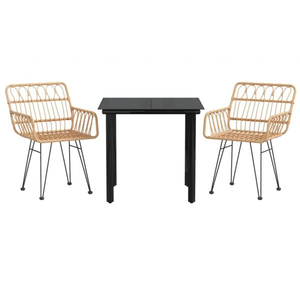 3-tlg. Garten-Essgruppe Poly Rattan