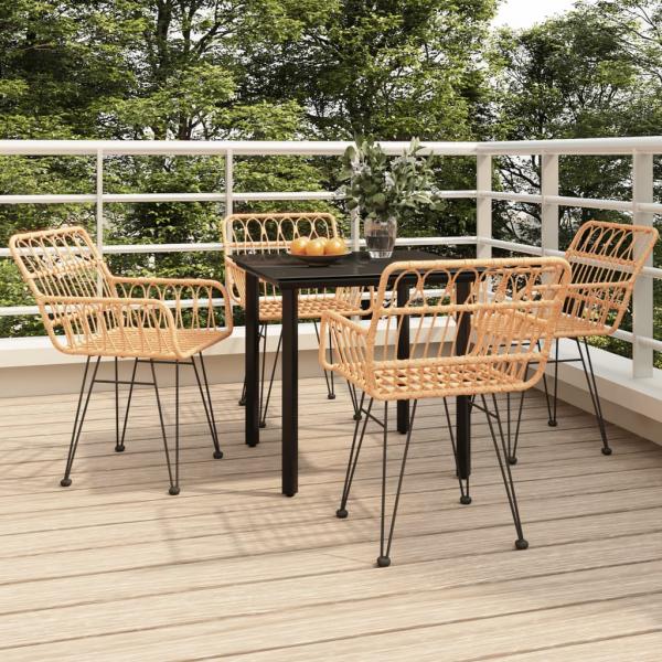 ARDEBO.de - 5-tlg. Garten-Essgruppe Poly Rattan