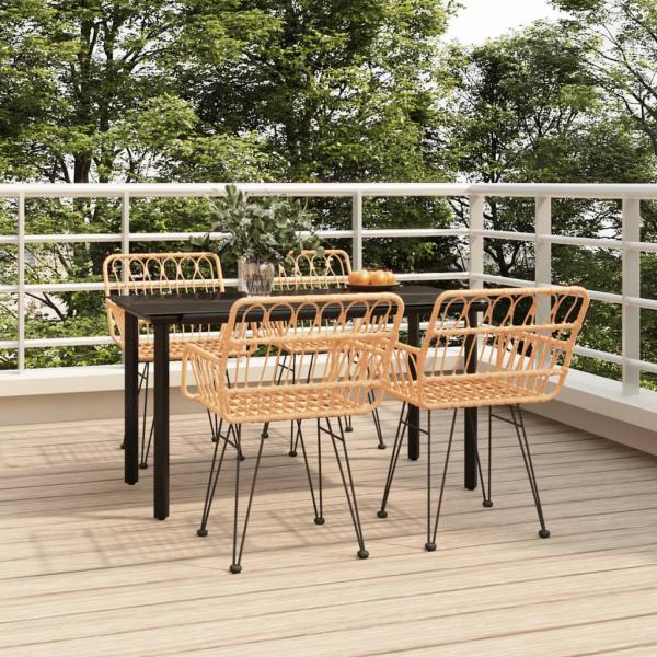 ARDEBO.de - 5-tlg. Garten-Essgruppe Poly Rattan