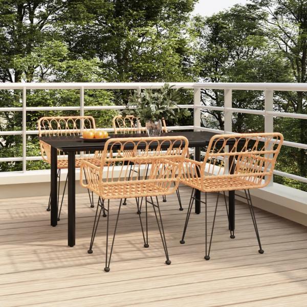 ARDEBO.de - 5-tlg. Garten-Essgruppe Poly Rattan