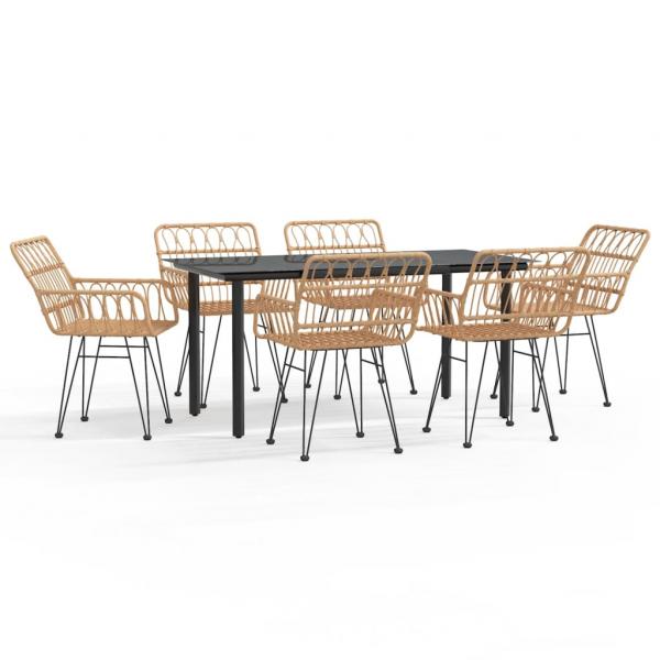 7-tlg. Garten-Essgruppe Poly Rattan
