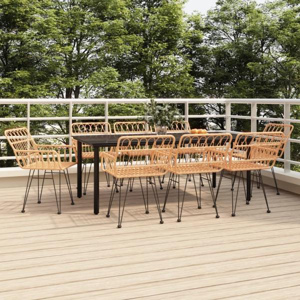 ARDEBO.de - 9-tlg. Garten-Essgruppe Poly Rattan