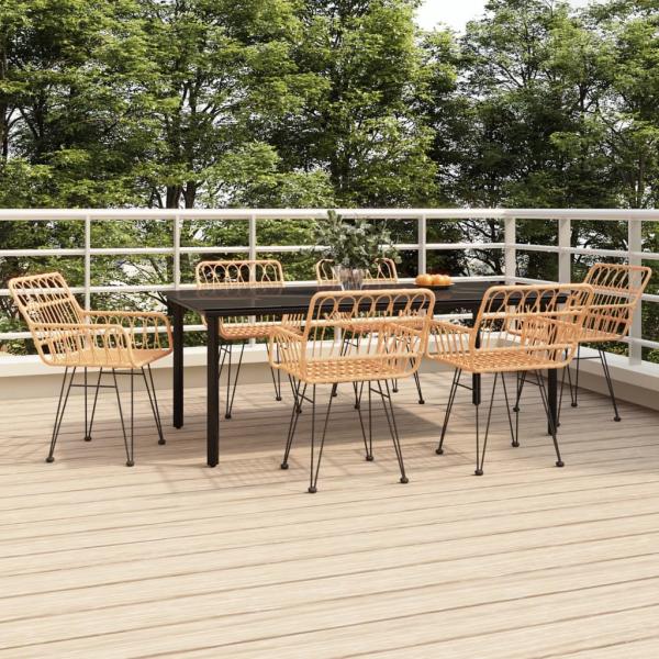 ARDEBO.de - 7-tlg. Garten-Essgruppe Poly Rattan
