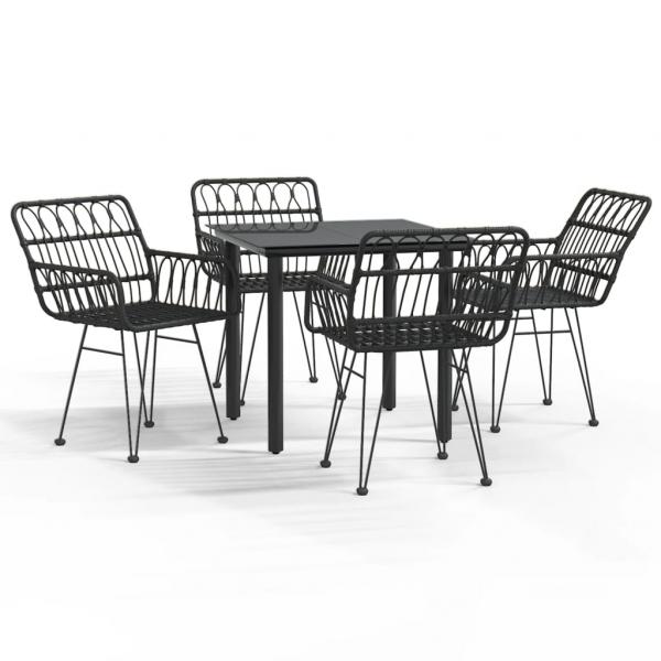 5-tlg. Garten-Essgruppe Schwarz Poly Rattan