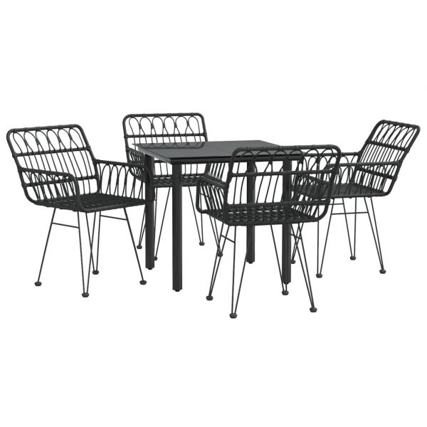 5-tlg. Garten-Essgruppe Schwarz Poly Rattan