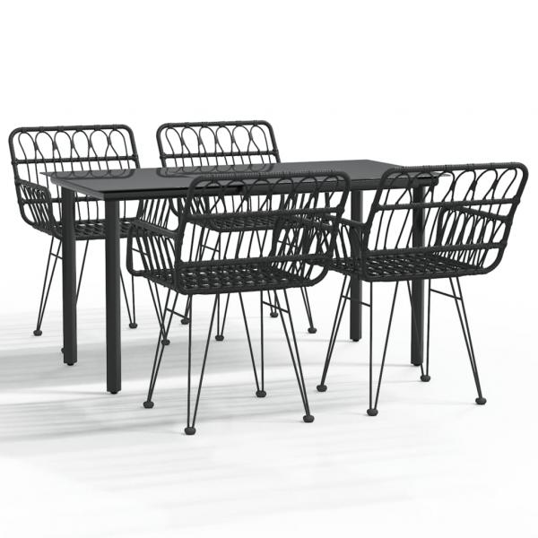 5-tlg. Garten-Essgruppe Schwarz Poly Rattan