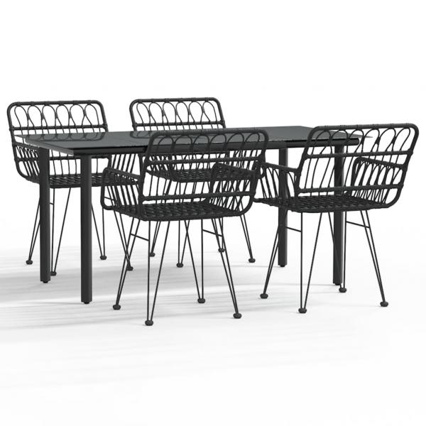 5-tlg. Garten-Essgruppe Schwarz Poly Rattan