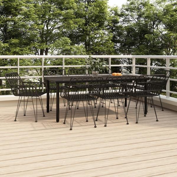 ARDEBO.de - 9-tlg. Garten-Essgruppe Schwarz Poly Rattan