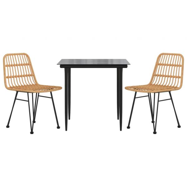 3-tlg. Garten-Essgruppe Poly Rattan