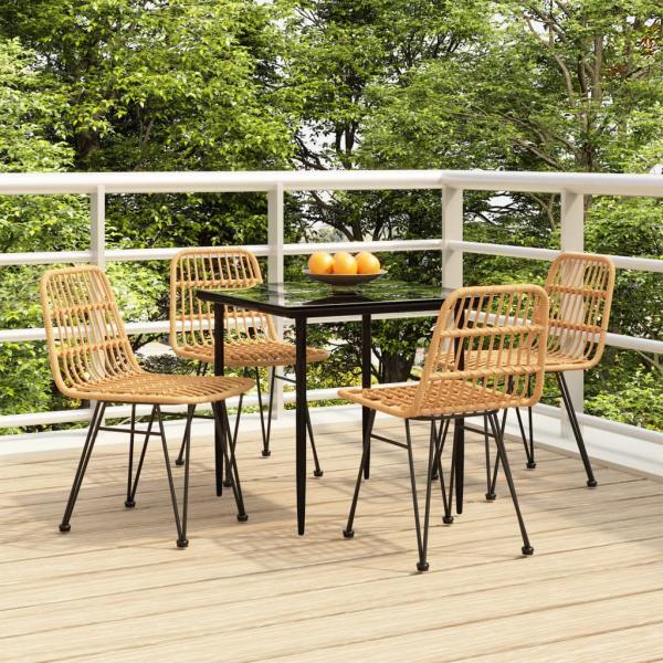 ARDEBO.de - 5-tlg. Garten-Essgruppe Poly Rattan