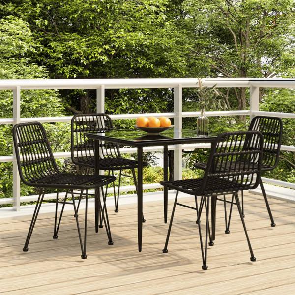 ARDEBO.de - 5-tlg. Garten-Essgruppe Schwarz Poly Rattan