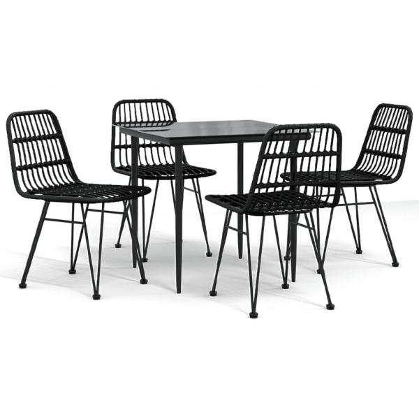 5-tlg. Garten-Essgruppe Schwarz Poly Rattan