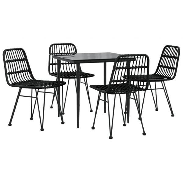 5-tlg. Garten-Essgruppe Schwarz Poly Rattan