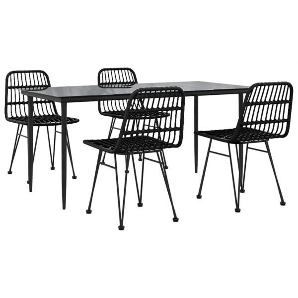 5-tlg. Garten-Essgruppe Schwarz Poly Rattan