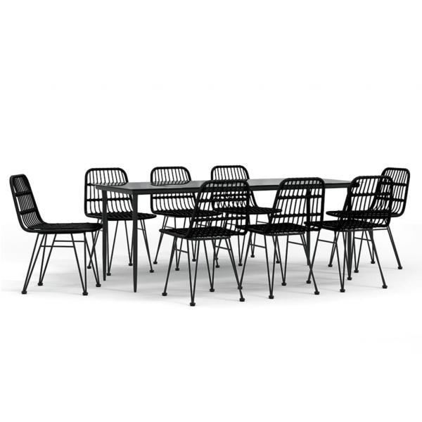 9-tlg. Garten-Essgruppe Schwarz Poly Rattan