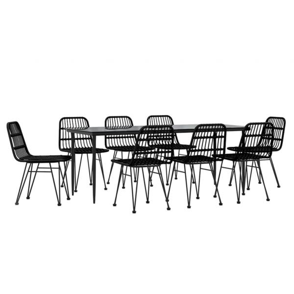 9-tlg. Garten-Essgruppe Schwarz Poly Rattan
