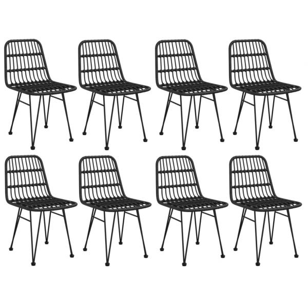 9-tlg. Garten-Essgruppe Schwarz Poly Rattan