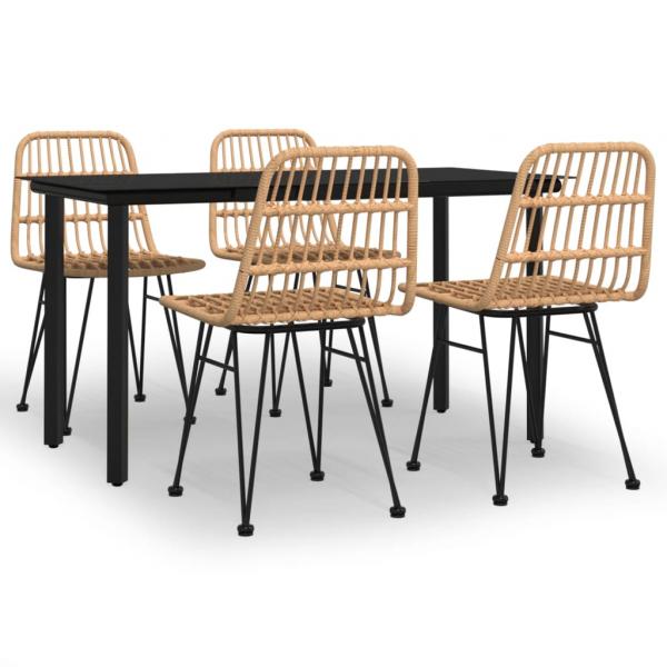 5-tlg. Garten-Essgruppe Poly Rattan