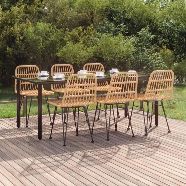 ARDEBO.de - 7-tlg. Garten-Essgruppe Poly Rattan