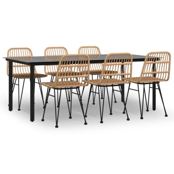 7-tlg. Garten-Essgruppe Poly Rattan