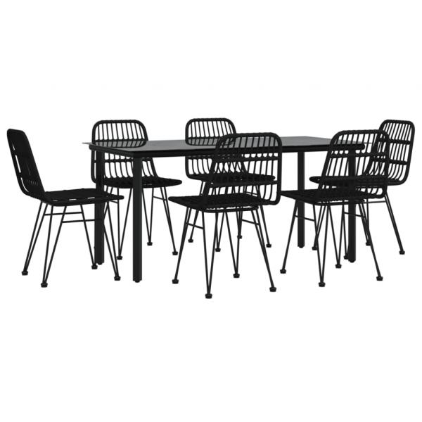 7-tlg. Garten-Essgruppe Schwarz Poly Rattan