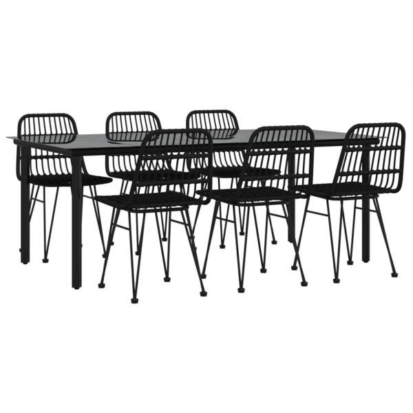 7-tlg. Garten-Essgruppe Schwarz Poly Rattan