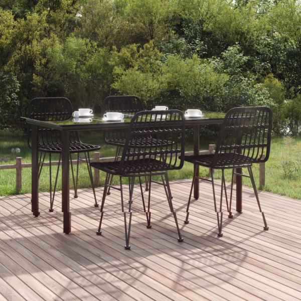 ARDEBO.de - 5-tlg. Garten-Essgruppe Schwarz Poly Rattan