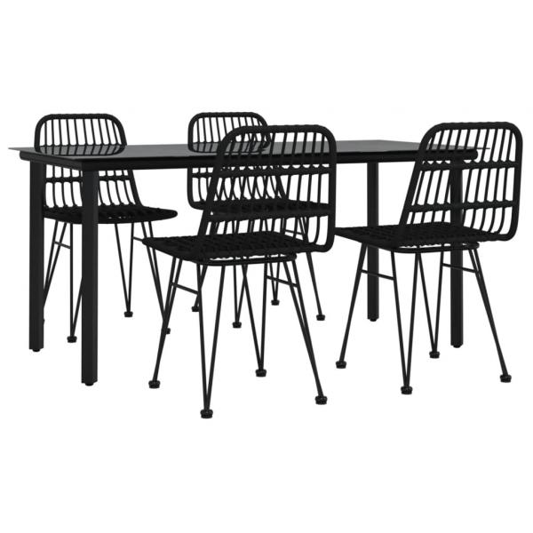 5-tlg. Garten-Essgruppe Schwarz Poly Rattan