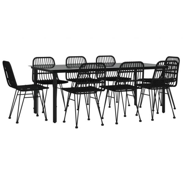 9-tlg. Garten-Essgruppe Schwarz Poly Rattan