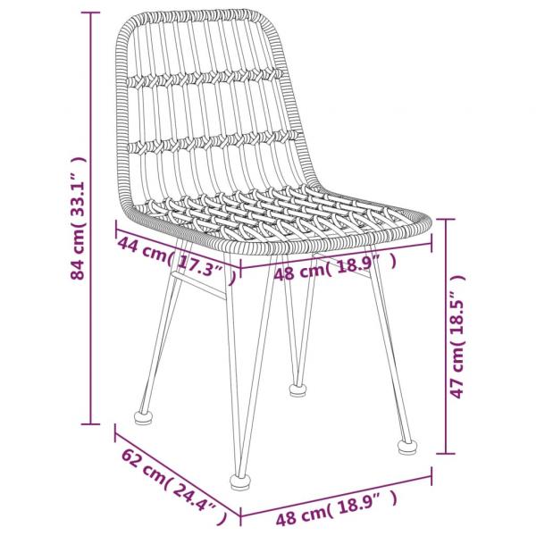 Gartenstühle 2 Stk. Schwarz 48x62x84 cm PE-Rattan
