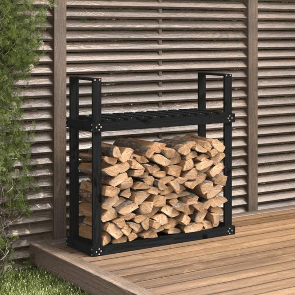 ARDEBO.de - Kaminholzregal Schwarz 110x35x108,5 cm Massivholz Kiefer