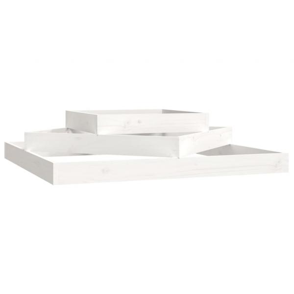 Pflanzkübel Weiß 112x112x27 cm Massivholz Kiefer