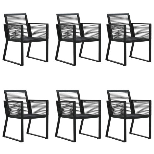 7-tlg. Garten-Essgruppe Schwarz PVC-Rattan