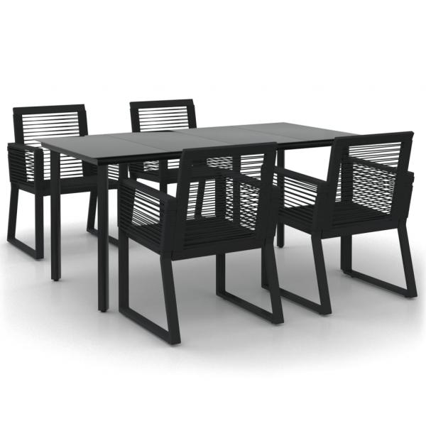 5-tlg. Garten-Essgruppe Schwarz PVC Rattan