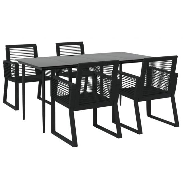 5-tlg. Garten-Essgruppe Schwarz PVC Rattan