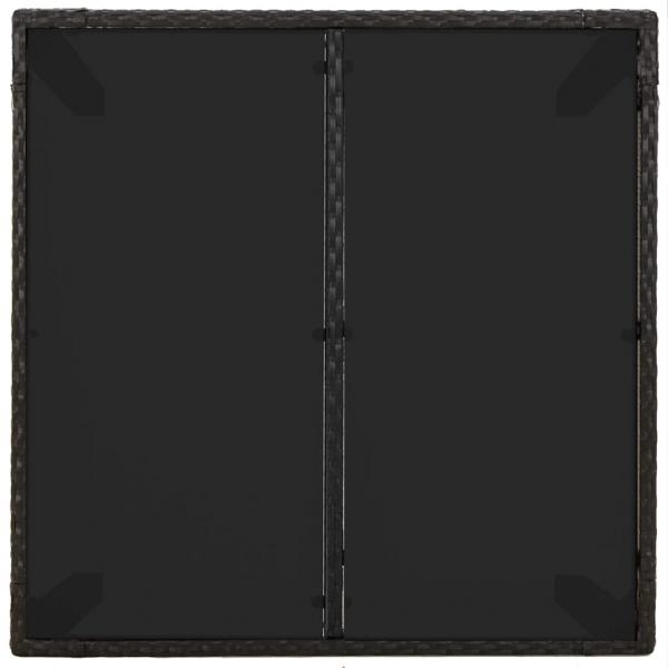 Gartentisch mit Glasplatte Schwarz 90x90x75 cm Poly Rattan