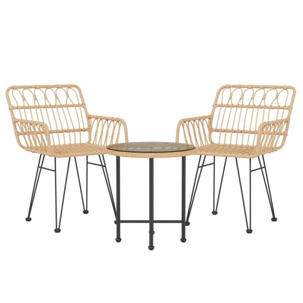 3-tlg. Garten-Essgruppe Poly Rattan