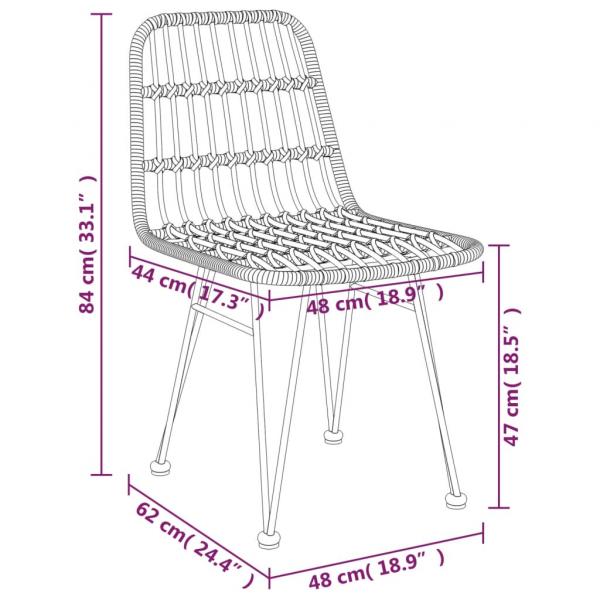 3-tlg. Garten-Essgruppe Poly Rattan