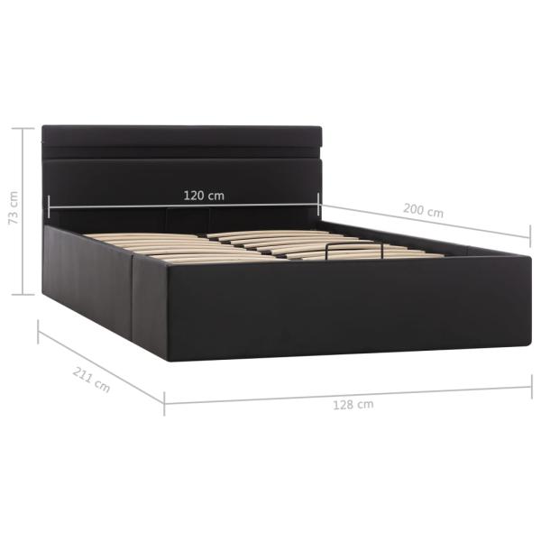 Bett mit Bettkasten Hydraulisch LED Kunstleder 120x200 cm